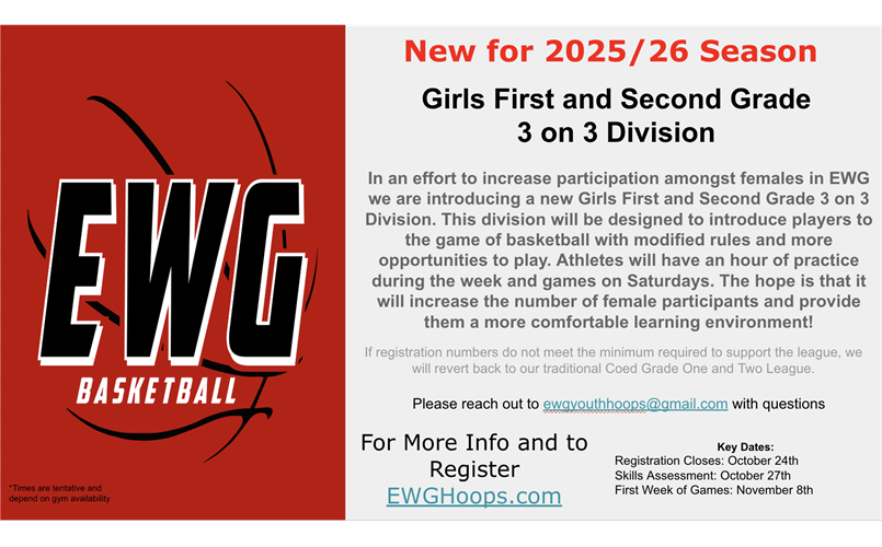 New Girls Grades 1/2 3 on 3 Division