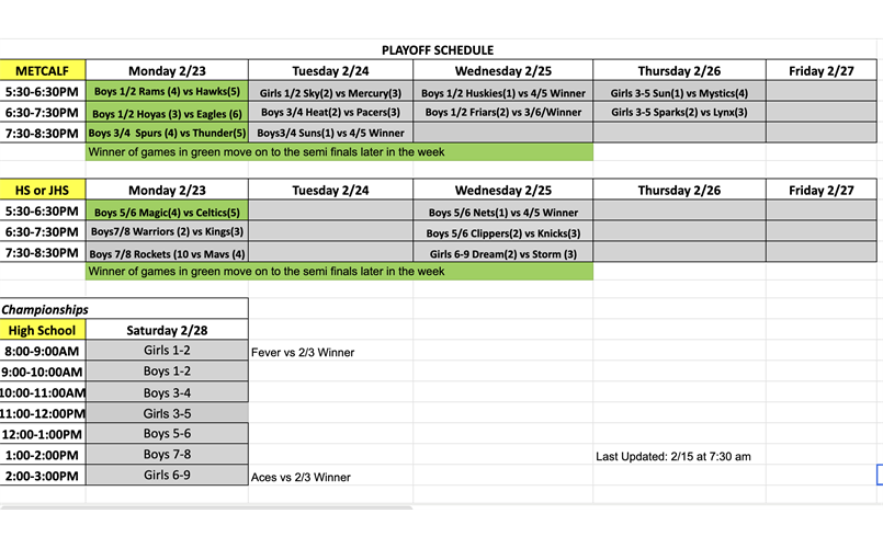 2026 Playoff Schedule