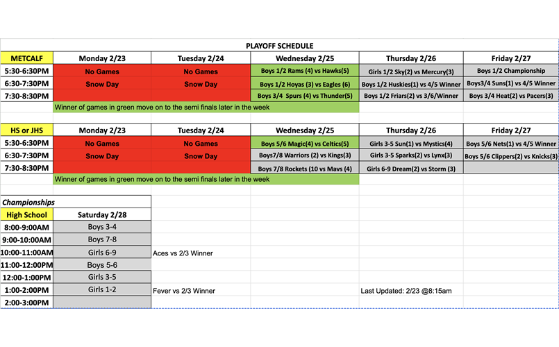 2026 Playoff Schedule